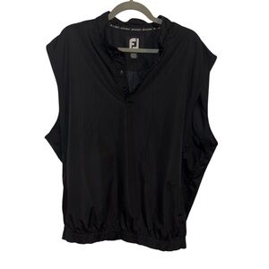 FootJoy Golf Vest Mens Large Black 1/4 Snap Pullover Sleeveless Windbreaker | L